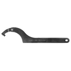 Hinged hook wrench with pin, assembly version