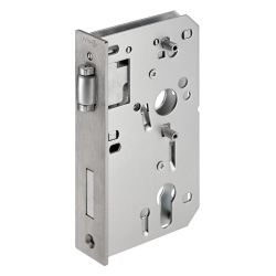 Roller latch rim deadlock, galvanised