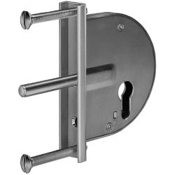 Serrure pour portail à grilles à dormant avec platine en U