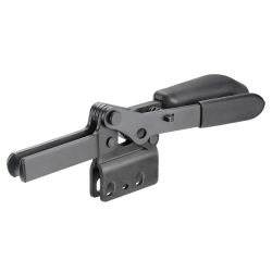 Horizontal toggle clamp with safety latch, black