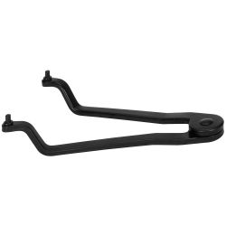 Adjustable pin wrench for nuts with 2 holes, cranked