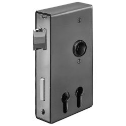 Caja de cerradura para dos cilindros de perfil, brillante