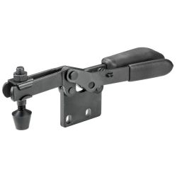Horizontal toggle clamp with safety latch, black