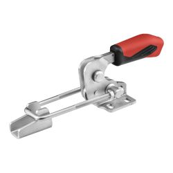 Grapa rápida de gancho horizontal con empuñadura roja y bloqueo de seguridad