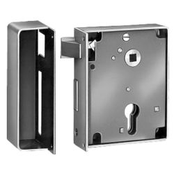 Heavy rim lock, inward opening