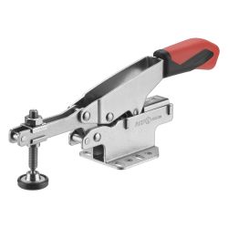 Horizontal toggle clamp with auto-adjust clamping height