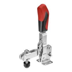 Vertical toggle clamp with red handle