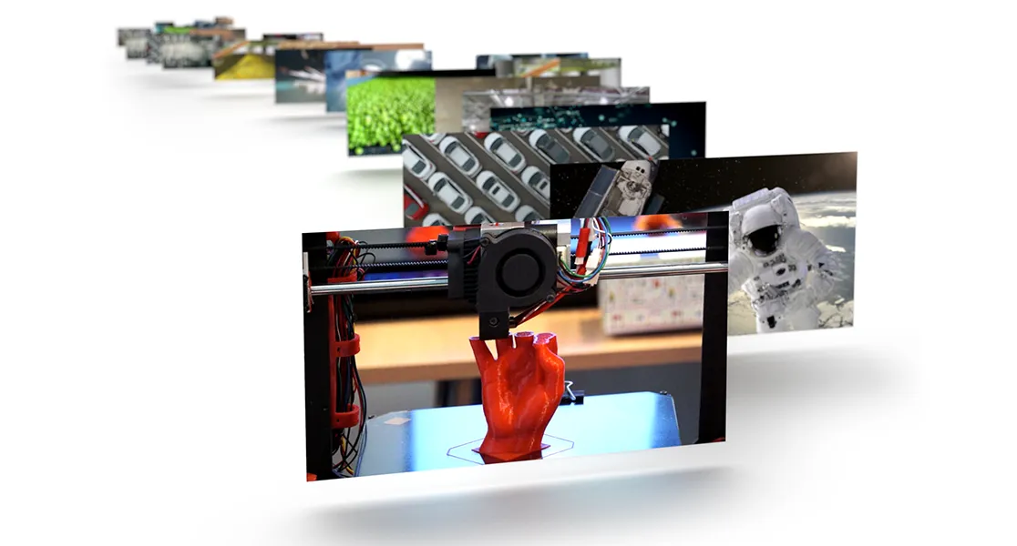 &Uuml;bersichtsbild verschiedener Branchen, in denen AMF Produkte eingesetzt werden &ndash; von Maschinenbau &uuml;ber Luftfahrt und Automobilindustrie bis zur Medizintechnik