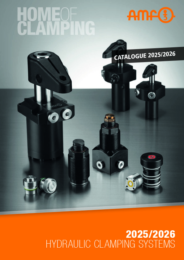 Hydraulic clamping systems – efficient & combinable | AMF hydraulic solutions for CNC & fixture construction AMF hydraulic clamping systems catalog – modular design with high clamping force, fast setup and energy efficiency. Ideal for CNC, series production and fixture construction
