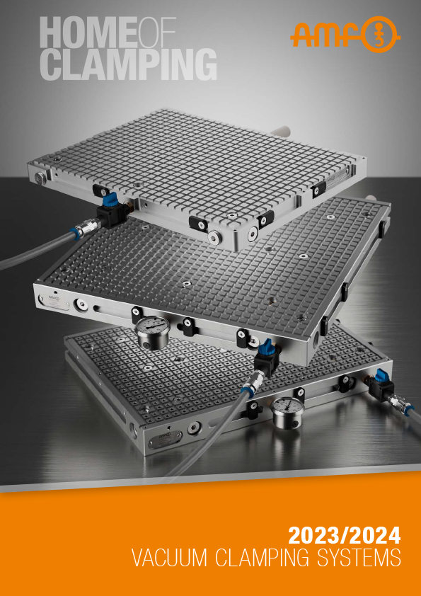 Vacuum clamping systems for CNC & 5-sided machining | AMF vacuum plates – precise & flexible AMF vacuum clamping catalog – vacuum plates that are gentle on workpieces, energy-efficient, and fast. Perfect for precise and flexible clamping in CNC and 5-sided machining