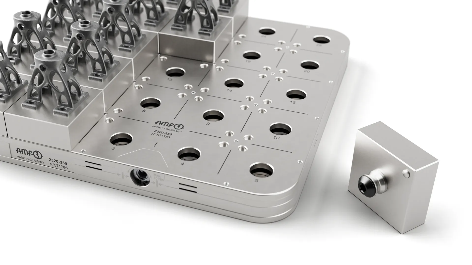 Tecnología de sujeción para la fabricación aditiva con placa de sustrato AMF: fijación para recambio de piezas precisa sin necesidad de volver a sujetar