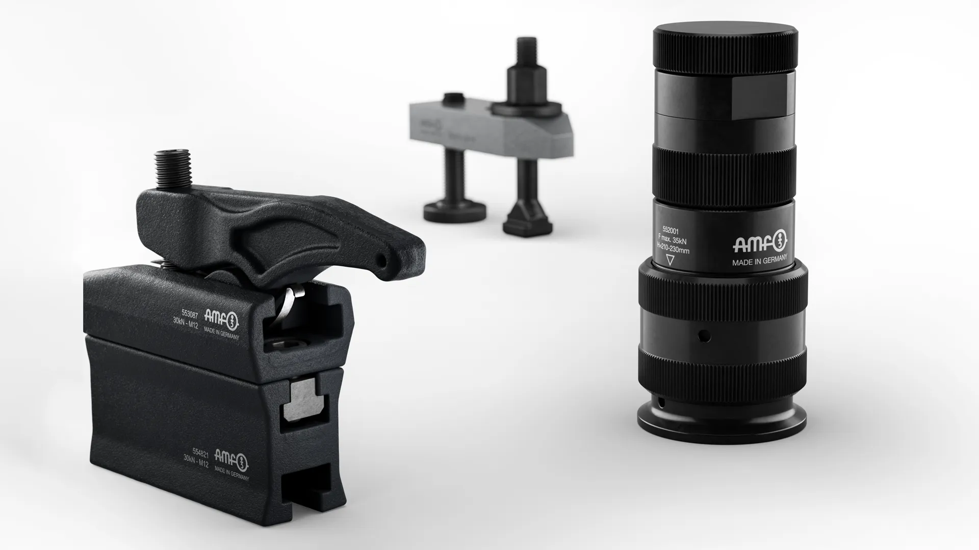 Éléments de serrage mécaniques: brides surpuissante, brides de serrage et vérins dans un système de serrage modulaire