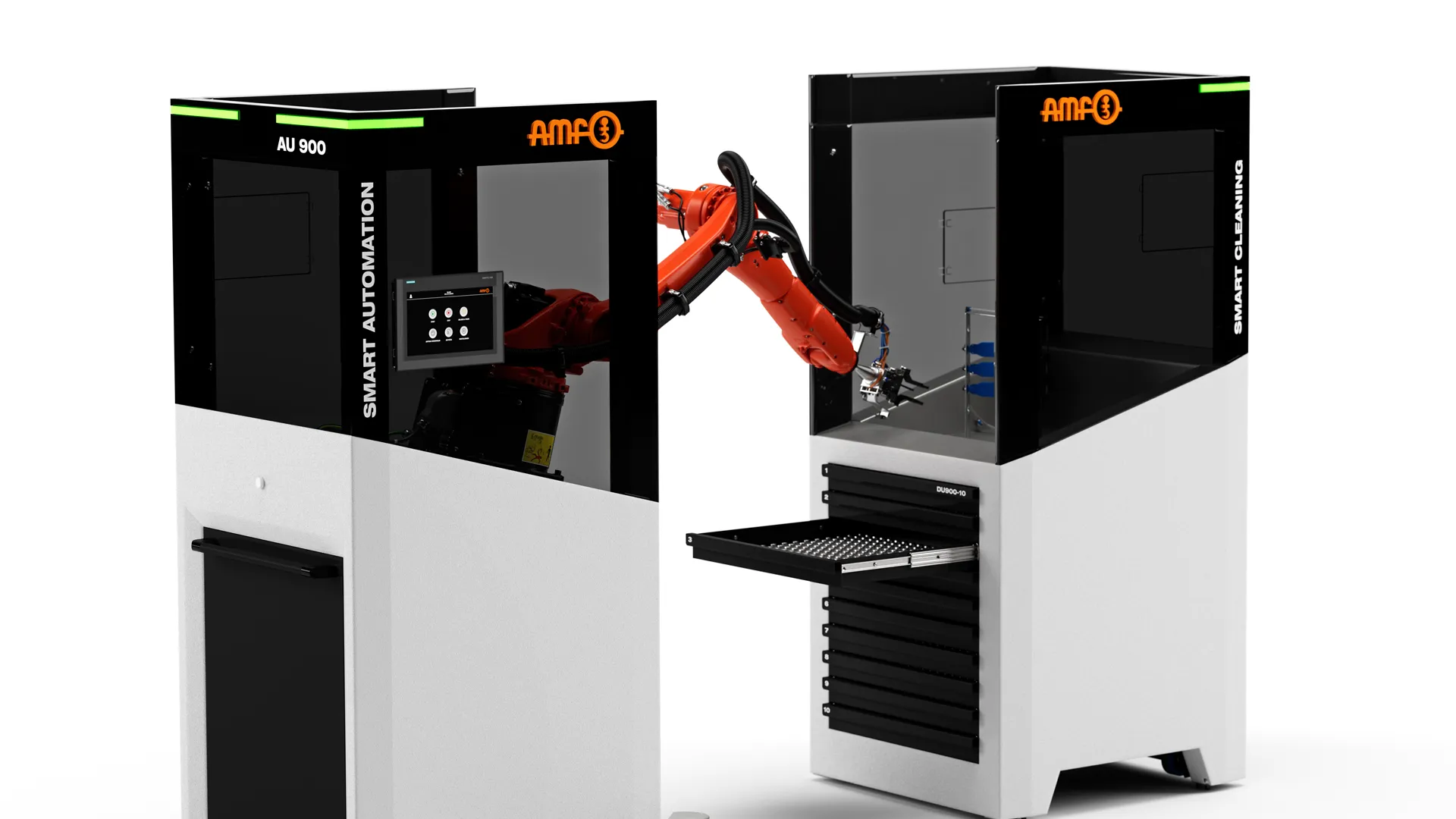 Industrie 4.0 Automatisation CNC avec magasin de pièces compact et robot pour une production sans personnel