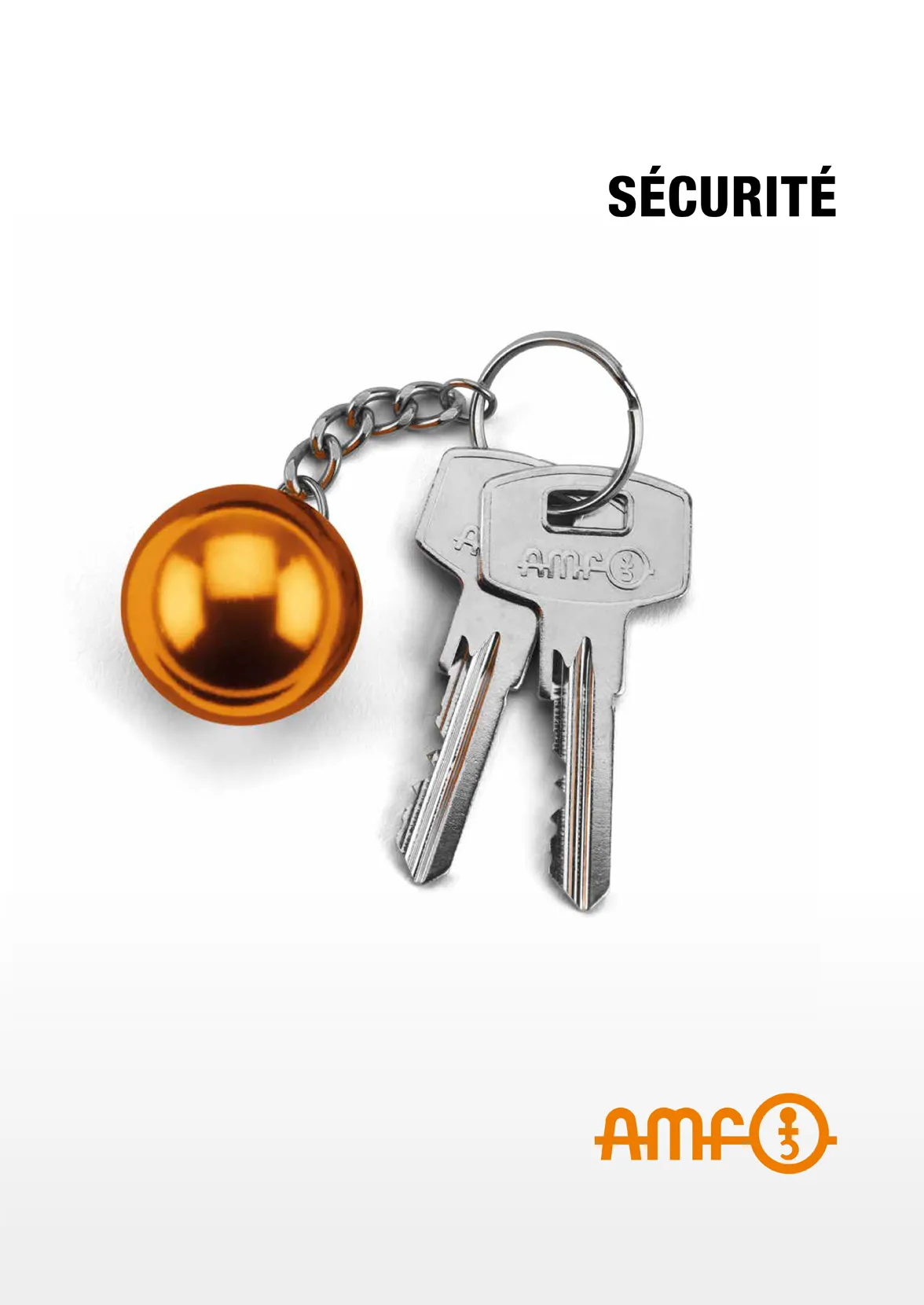 Page de couverture de la brochure AMF sur les serrures pour portes et portails, avec titre et illustrations des produits