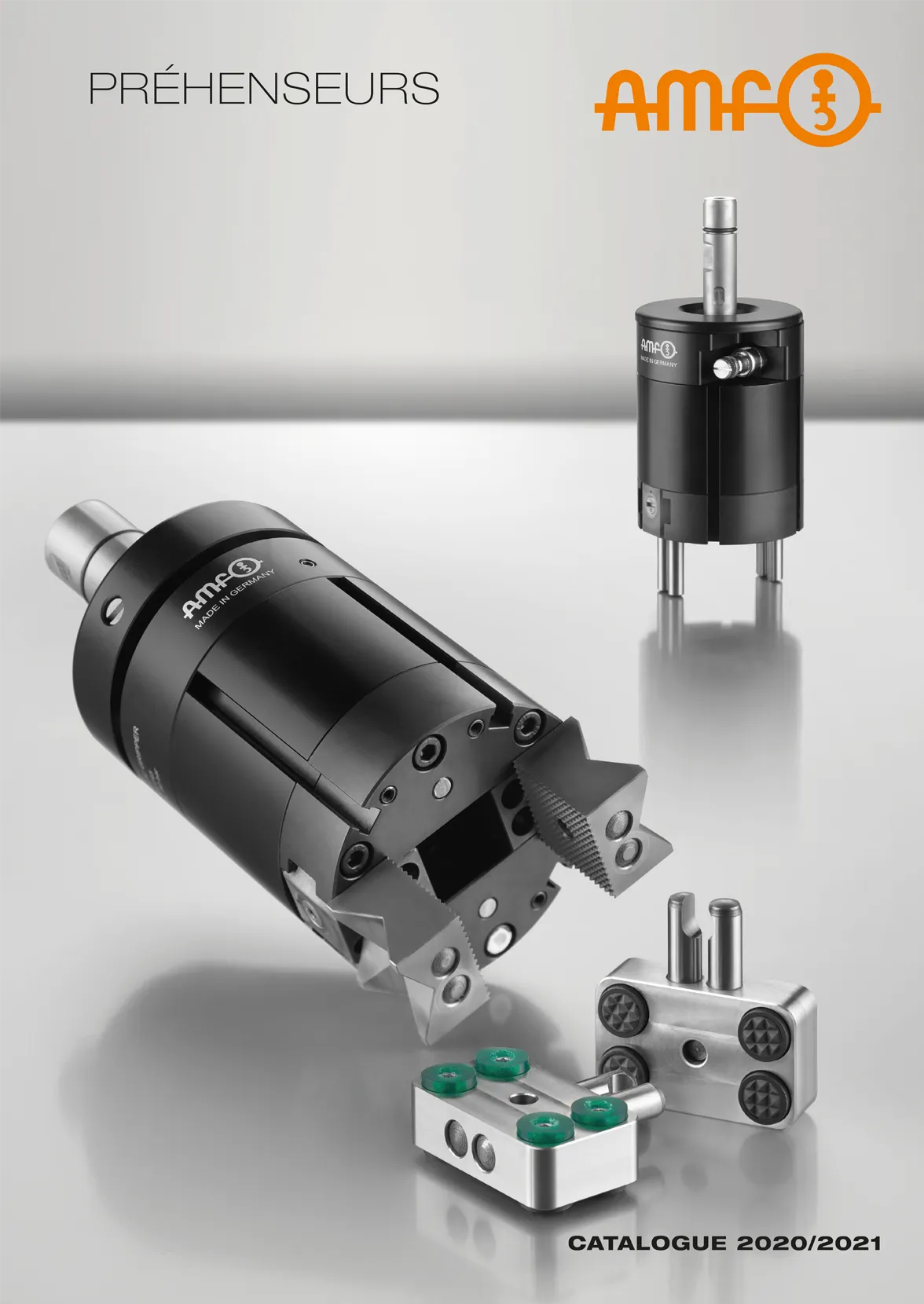 Catalogue de produits AMF Pinces &ndash; Solutions de modernisation pour machines CNC. Flexibles, s&ucirc;rs, avec protection contre les surcharges, automatisation efficace m&ecirc;me sans cellule robotis&eacute;e