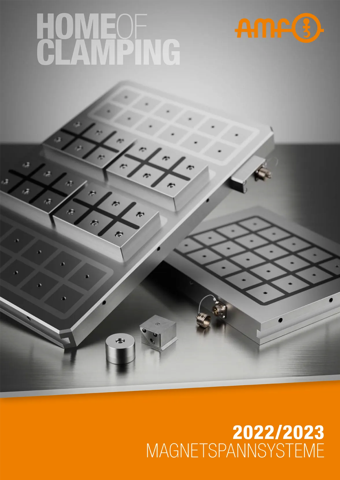 Magnetspanntechnik für 5-Seiten-Bearbeitung | AMF Magnetspannplatten für Fräszentren & Schwerzerspanung AMF Produktkatalog Magnetspannsysteme – Magnetspannplatten für Fräszentren und Schwerzerspanung mit bis zu 384 kN Spannkraft. Werkstückschonend, stromlos sicher und ideal für schnelle Rüstungen
